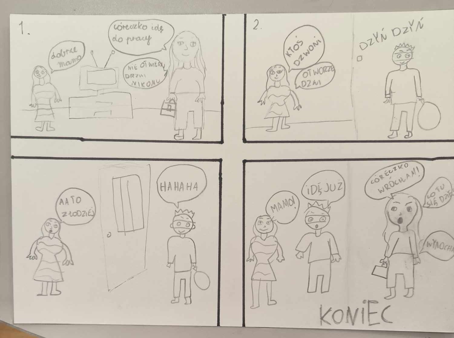 komiks o bezpieczeństwie autorstwa uczniów w świetlicy